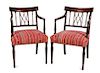 * A Group of Three Hepplewhite Style Open Armchairs Height 32 inches.