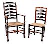 A Set of Twelve English Billinge Chairs Height of armchair 43 inches; Height of side chair 38 inches.