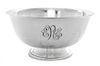 * American Silver Bowl, Revere Silversmiths, Brooklyn, NY, 20th century, monogrammed on exterior of bowl.