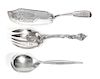 A Group of Three American and English Silver Serving Articles, Various Makers, comprising a Gorham Mfg. Co. serving spoon in Sta