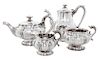 * An English Silver Four-Piece Tea Service, Richard William Atkins & William Nathaniel Somersall, London, 1827-28, comprising a