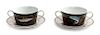 * A Set of Lynn Chase Porcelain Coffee Cups and Saucers Diameter of saucer 6 3/8 inches.