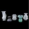 Collection of Five (5) Italian Scavo Glass Vases