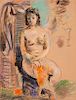 Francis Chapin, (American, 1899-1965), A group of three works: Nude, Nude with Orange Drape, and Vase of Flowers