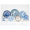 English Blue and White Porcelain Wares with Chinoiserie Decoration