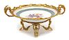 A Gilt Bronze Mounted Paris Porcelain Compote Height 5 3/4 x length over handles 13 1/4 inches.
