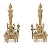 A Pair of Louis XVI Style Gilt Bronze Chenets Height 19 3/4 inches.