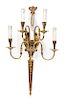 Four Louis XVI Style Gilt Bronze Five-Light Wall Sconces Height 24 inches.