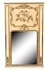 A Louis XVI Style Painted and Parcel Gilt Trumeau Mirror Height 60 3/4 x 37 inches.