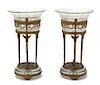 A Pair of French Empire Style Gilt Bronze and Colorless Glass Compotes Height 9 3/4 x diameter 5 inches.
