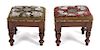 A Pair of Victorian Embroidered and Beaded Footstools Height 7 1/2 x width 8 1/2 x depth 7 1/2 inches.