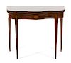An American Federal Inlaid Mahogany Serpentine Flip-Top Table Height 30 x width 35 1/2 x depth 17 1/2 inches.