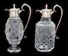 Two Silver Plate Mounted Cut Crystal Decanters Height 11 3/4 inches.