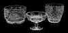 Three Cut Glass Bowls Height of largest 6 1/8 x diameter 6 3/4 inches.