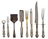 * A Set of Eight Silver Serving Items, Various Makers, 20th Century, in various patterns, comprising serving knives, cake server
