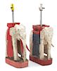 A Pair of Painted Wood Indian Elephant-Form Lamps Height overall 24 inches.