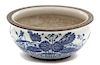 A Chinese Blue and White Porcelain Bowl Height 4 1/2 x diameter 10 1/4 inches.