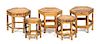 A Collection of Five Bamboo Occasional Tables of Graduated Sizes Height of largest 12 1/2 x diameter 12 1/2 inches.