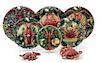 A Group of Palissy Style Trompe L'Oeil Majolica Plates Diameter of largest 13 inches.