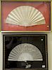 Two Chinese fans in shadow box frames. box sizes 19" x 31" and 21 1/2" x 27"
