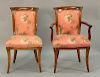 Set of eight mahogany upholstered dining chairs.