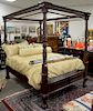 Mahogany Federal style canopy queen size bed frame. ht. 86 in.