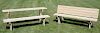 Amish made cedar bench converts to half picnic table (sun faded). ht. 29in., lg. 72in.