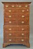 George II burlwood chest on chest, 18th century. ht. 68 in., wd. 39 in., dp. 18 in.
