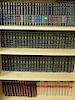Large group of books, leatherbound, Harvard Classics Dictionary, etc.