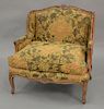 Louis XV style custom upholstered diminutive loveseat. ht. 35 in., wd. 37 in.
