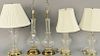 Five crystal lamps including large Waterford crystal lamp and two pairs of crystal lamps. ht. 27 in. to 34 in.