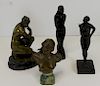 3 Signed  and 1 Unsigned Bronze Sculptures.