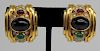JEWELRY. Pair of Signed 18kt Gold, Onyx, Ruby,