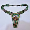 SINO TIBETAN STERLING SILVER TURQUOISE CORAL NECKLACE