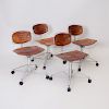 Set of Four Michel Cadestin and Georges Laurent Leather and Galvanized Steel 'Beaubourg' Desk Chairs
