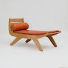 Birch and Leather Chaise Lounge