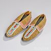 Pair of Seneca Beaded and Quilled Hide Child's Moccasins