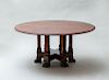 Custom Made Empire Style Mahogany Circular Dining Table with Ebonized Paw Feet