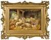 Joanna Grell (Austrian 1850-1934), oil on panel barn scene with sheep, signed lower right