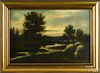 Continental oil on canvas, late 19th c., depicting sheep at twilight, signed P. Krus, 16'' x 24''.