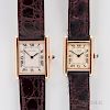 Two Cartier Tank Manual-wind Wristwatches