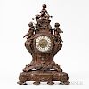 Ornate Cast Metal and Brass Mantel Clock