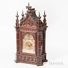 Carved Rosewood Gothic-style Quarter-chiming Mantel Clock