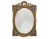 Continental Carved Giltwood and Faux Malachite Bevelled Glass Wall Mirror, 19th century