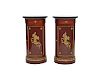 Pair of Empire Ormolu Mounted Marble Top Cylinder Side Cabinets, 19th century
