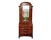 Queen Anne Walnut Secretary Bookcase with Eglomise Mirrored Panel