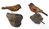 Two George Miller carved and painted birds