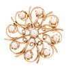 A Lady's Pinwheel Brooch with Pearls in 14K