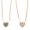 Two Lady's Heart Pendants on 14K Gold Chains