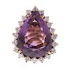 A Lady's Amethyst & Diamond Cocktail Ring in 14K